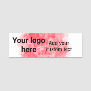 Simple red watercolor add your logo custom text mi name tag