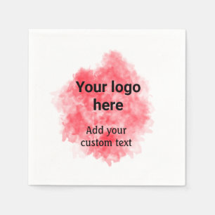 Simple red watercolor add your logo custom text mi napkin