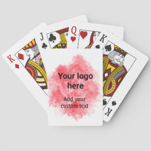 Simple red watercolor add your logo custom text mi playing cards
