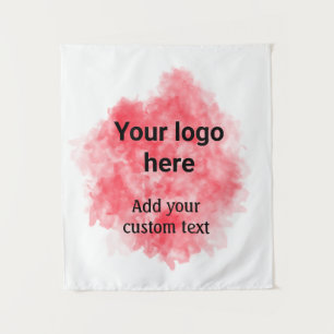 Simple red watercolor add your logo custom text mi tapestry