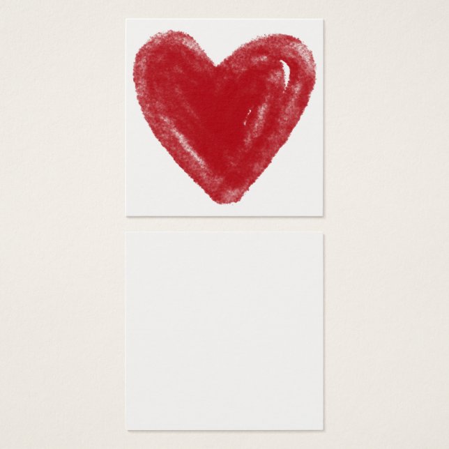 Simple, Red, Watercolor Heart 12 Note Cards (Front & Back)