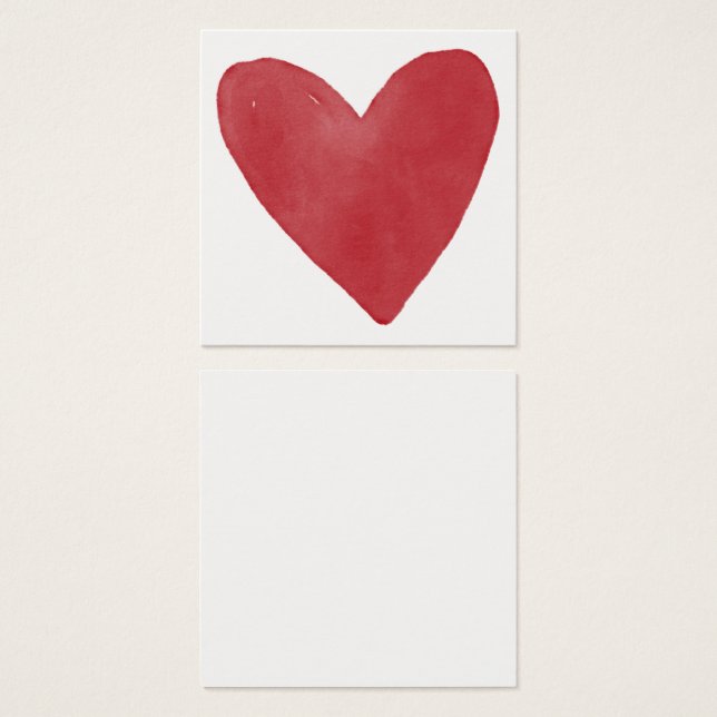 Simple, Red, Watercolor Heart 14 Note Cards (Front & Back)