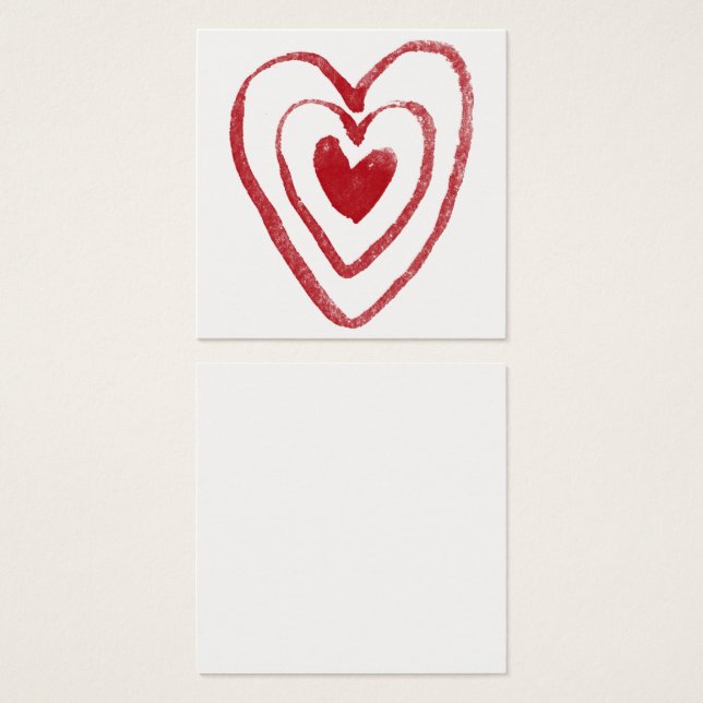 Simple, Red Watercolor Nesting Hearts 9 Note Cards (Front & Back)
