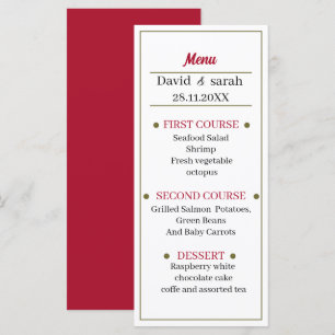 Simple Red Wedding Dinner Menu