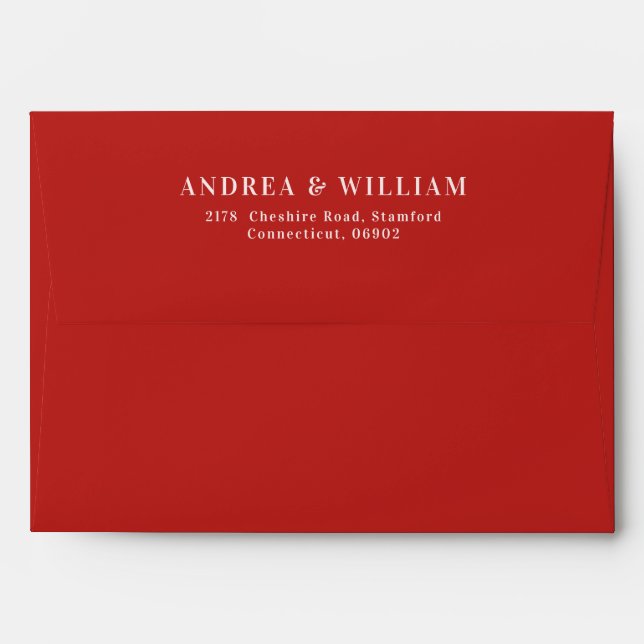 Simple Red Wedding Envelope (Back (Top Flap))