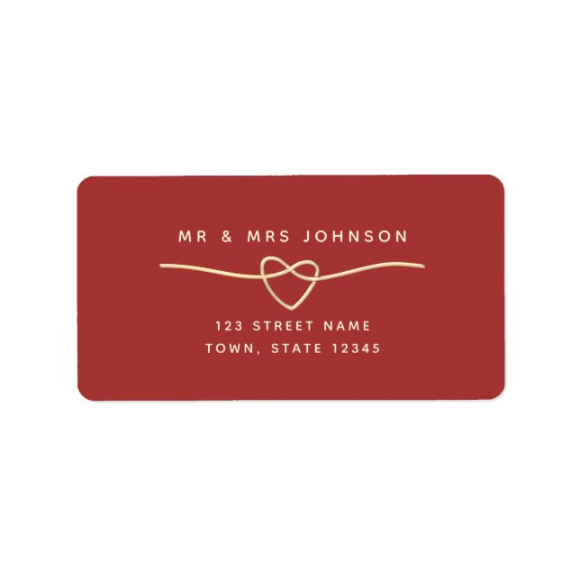Simple Red Wedding Return Address Label (Front)