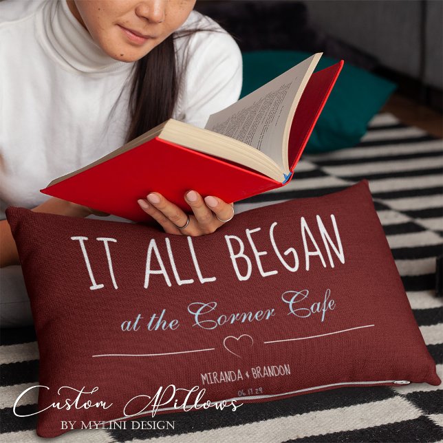 Simple Red Where It All Began Anniversary Decorative Cushion (Creator Uploaded)