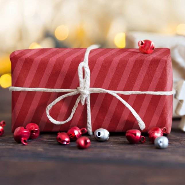 Simple Red Whimsical Cute Classic Striped Pattern Tissue Paper (Simple red striped festive minimalist tissue paper)