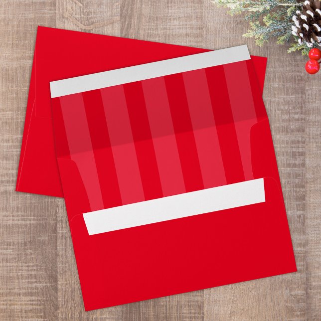 Simple Red Whimsical Holiday Return Address Envelope (Simple red festive custom Holiday envelopes. )