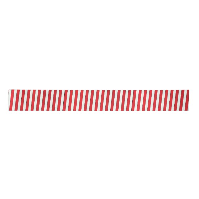 Simple Red Whimsical Striped Cute Minimalist Fun Satin Ribbon (Front)