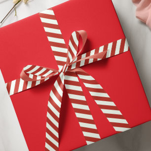 Simple Red Whimsical Striped Cute Minimalist Fun Satin Ribbon