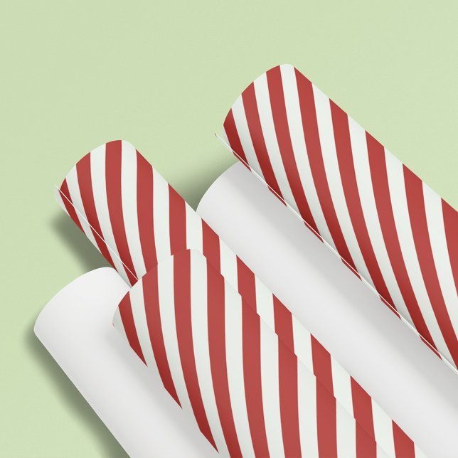 Simple Red Whimsical Striped Cute Minimalist Fun Wrapping Paper (Simple minimalist red striped basic pattern wrapping paper. )