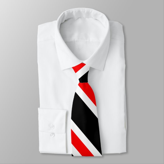 Simple Red White and Black Traditional Stripes Tie (Tied)