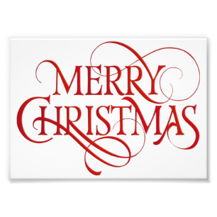 Simple Red & White Merry Christmas Photo Print