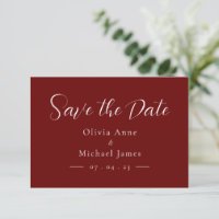 Simple Red & White Script Wedding Save the Date