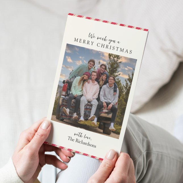 Simple Red White Stripe Candy Cane Christmas Card (Creator Uploaded)