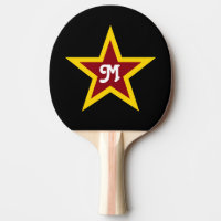 Simple Red & Yellow Star Custom Monogram on Black