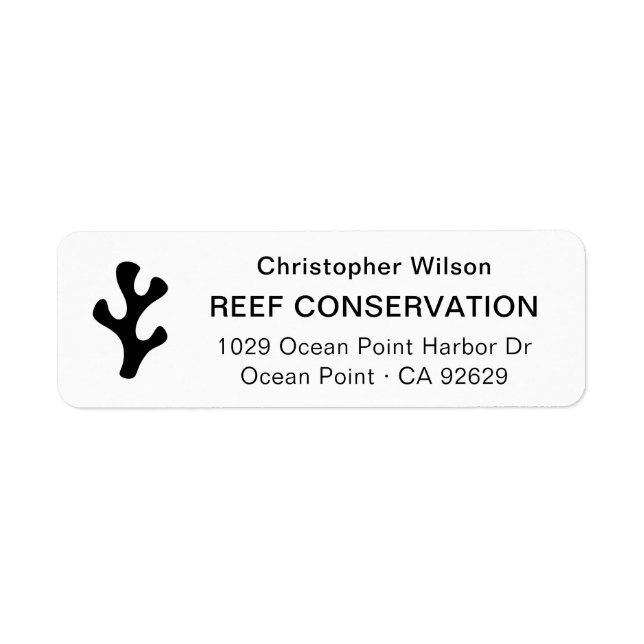 Simple Reef Logo Black Business Return Address Label (Front)