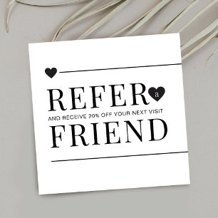 Simple Refer a Friend Black & White Minimalist Referral Card