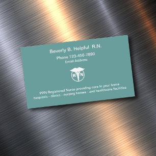 Simple Registered Nurse R.N. Magnetic Business Card