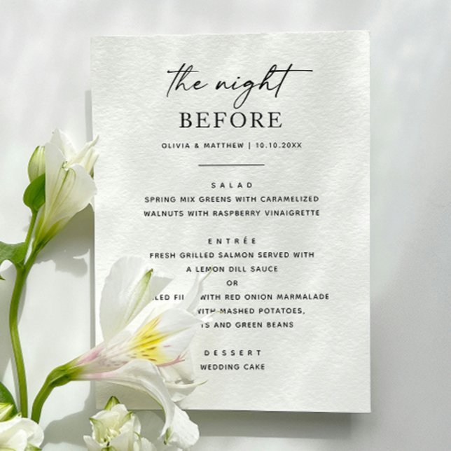Simple Rehearsal Dinner. Night Before Clean Modern Menu (Creator Uploaded)
