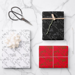 Simple Reindeer Line Art Wrapping Paper Sheet