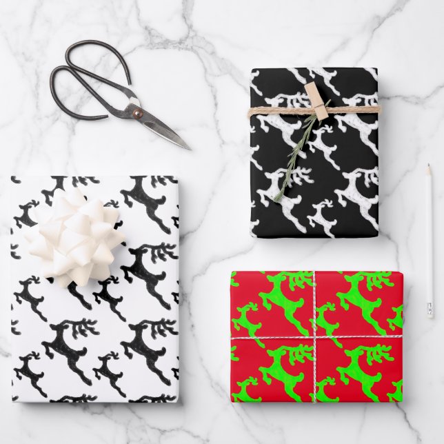 Simple Reindeer Silhouette Wrapping Paper Sheet (Front)