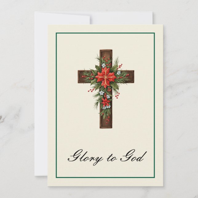 Simple Religion Christian Cross Christmas Jesus  Holiday Card (Front)