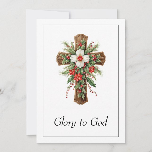 Simple Religion Christian Cross Christmas Jesus Holiday Card (Front)