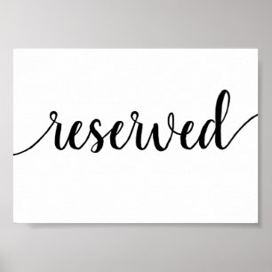 Simple Reserved   Black Script Any Event Table Poster