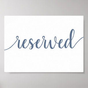 Simple Reserved Dusty Blue Any Event Table Poster