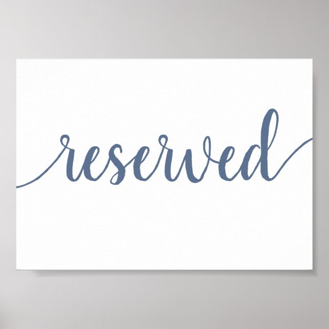 Simple Reserved | Dusty Blue Any Event Table Poster (Front)