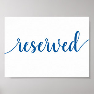 Simple Reserved   French Blue Any Event Table Poster