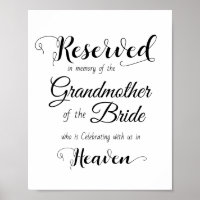 Simple Reserved in Memory of Wedding Memorial Sign