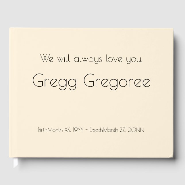 Simple, Respectable Memorial Guestbook (Front)