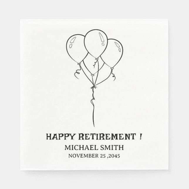 Simple Retirement Party Napkins (Front)