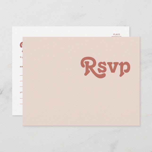Simple Retro Blush Pink Menu Choice RSVP Postcard (Front/Back)