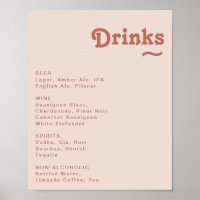 Simple Retro | Blush Pink Wedding Drinks Menu Sign