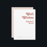 Simple Retro | Blush Pink Wedding Well Wishes Card<br><div class="desc">This simple retro | blush pink wedding well wishes card is perfect for your classic funky vintage earth tones wedding. The design features a minimalist hippie rustic boho font. The neutral southwest desert colour palette and earthy bohemian mid-century lettering combine for a perfect, minimal modern western destination design. Feel free...</div>