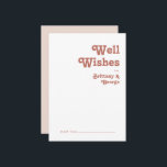 Simple Retro | Blush Pink Wedding Well Wishes Card<br><div class="desc">This simple retro | blush pink wedding well wishes card is perfect for your classic funky vintage earth tones wedding. The design features a minimalist hippie rustic boho font. The neutral southwest desert colour palette and earthy bohemian mid-century lettering combine for a perfect, minimal modern western destination design. Feel free...</div>