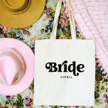 Simple Retro Boho Typography | Bride Tote Bag<br><div class="desc">This trendy,  simple tote bag features the word "Bride" in retro black typography,  along with a space for her name.</div>