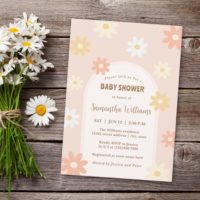 Simple Retro Chic Daisy Girl Baby Shower Invitation (Creator Uploaded)
