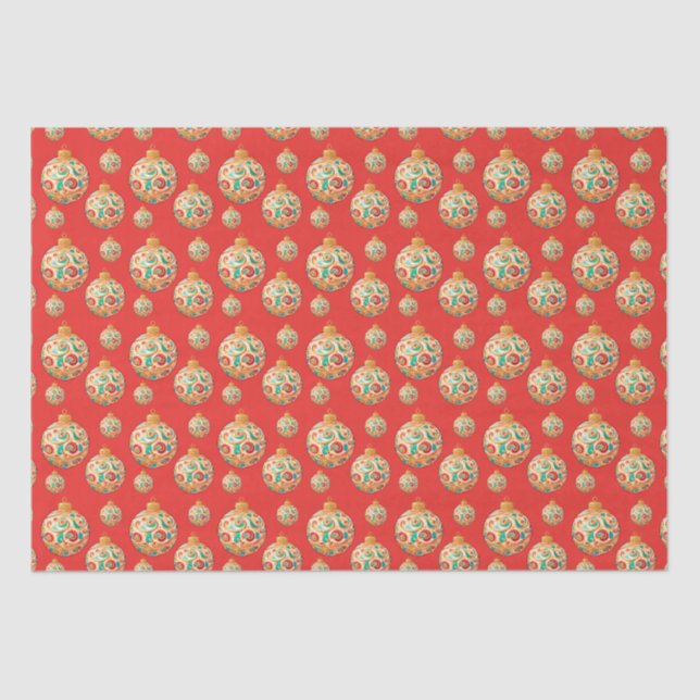 Simple Retro Christmas Ornament Pattern Tissue Paper (Front)