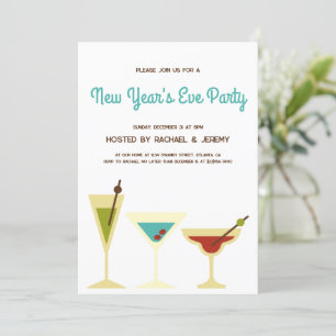Simple Retro Cocktail New Year's Eve Party Invitation