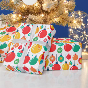 Simple Retro colourful Christmas Ornament Pattern Wrapping Paper