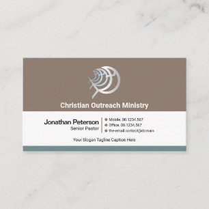 Simple Retro Column Layers Christian Ministry Business Card