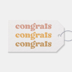 Simple Retro Congrats Gift Tag, Boho Design Tags