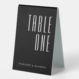 Simple Retro Custom Names Wedding Solid Black