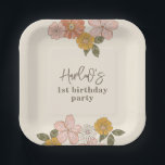 Simple Retro Floral Party Plates<br><div class="desc">Simple Retro Floral Paper Plates.
Ready to be personalised by you!</div>