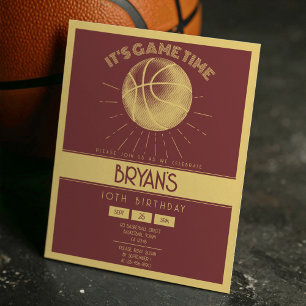 Simple Retro Gold Basketball Budget Birthday